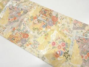 本金　色紙御車鴛鴦文織り出し　袋帯